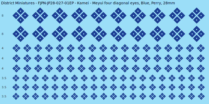 Kamei clan mon, Blue waterslide decal sheet, Perry banner sizes, 28mm