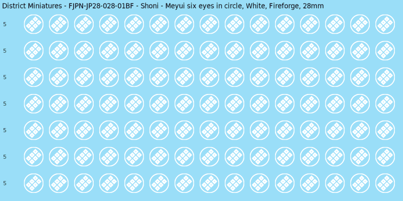Shoni clan mon, White waterslide decal sheet, Fireforge banner sizes, 28mm
