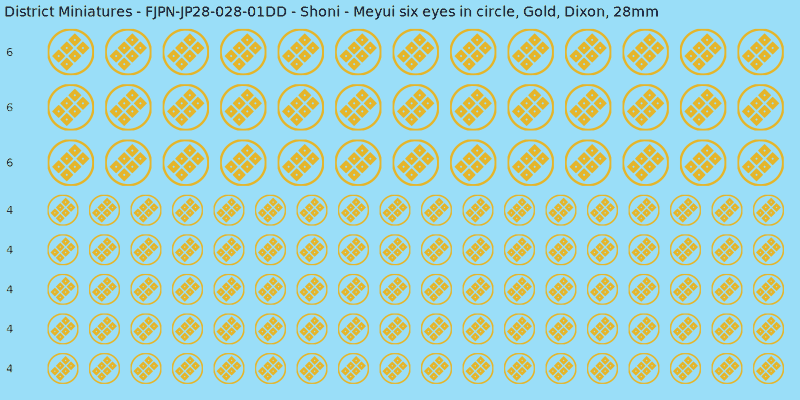 Shoni clan mon, Yellow/Gold waterslide decal sheet, Dixon banner sizes, 28mm
