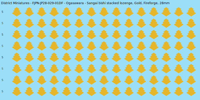 Ogasawara clan mon, Yellow/Gold waterslide decal sheet, Fireforge banner sizes, 28mm