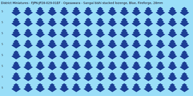 Ogasawara clan mon, Blue waterslide decal sheet, Fireforge banner sizes, 28mm