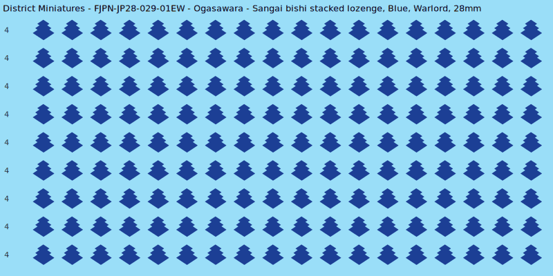 Ogasawara clan mon, Blue waterslide decal sheet, Warlord banner sizes, 28mm