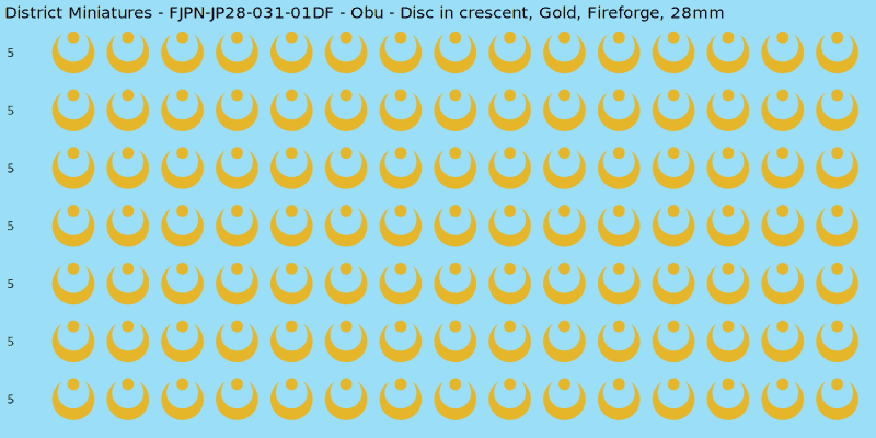 Obu clan mon, Yellow/Gold waterslide decal sheet, Fireforge banner sizes, 28mm