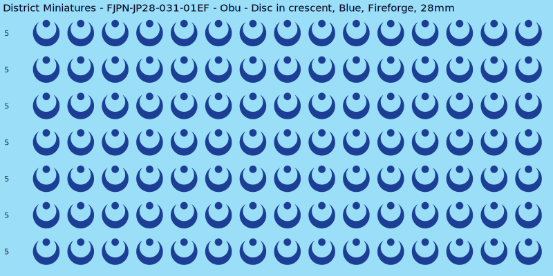 Obu clan mon, Blue waterslide decal sheet, Fireforge banner sizes, 28mm
