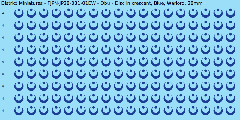 Obu clan mon, Blue waterslide decal sheet, Warlord banner sizes, 28mm