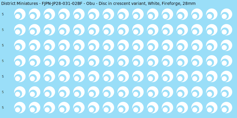 Obu clan mon, White waterslide decal sheet, Fireforge banner sizes, 28mm
