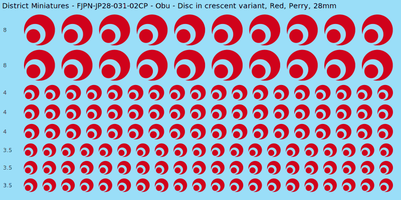 Obu clan mon, Red waterslide decal sheet, Perry banner sizes, 28mm