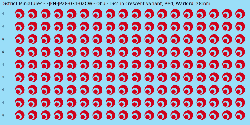 Obu clan mon, Red waterslide decal sheet, Warlord banner sizes, 28mm