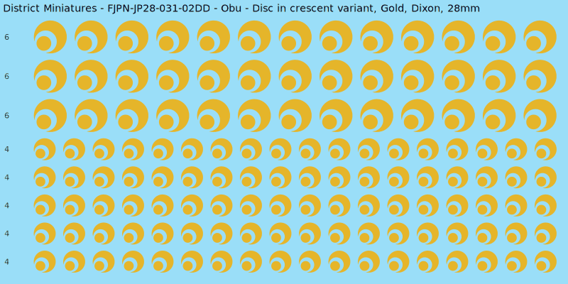 Obu clan mon, Yellow/Gold waterslide decal sheet, Dixon banner sizes, 28mm