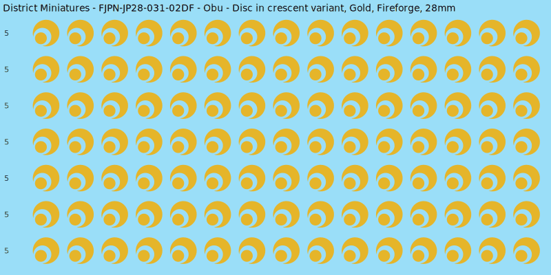Obu clan mon, Yellow/Gold waterslide decal sheet, Fireforge banner sizes, 28mm