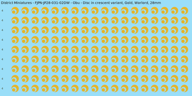 Obu clan mon, Yellow/Gold waterslide decal sheet, Warlord banner sizes, 28mm