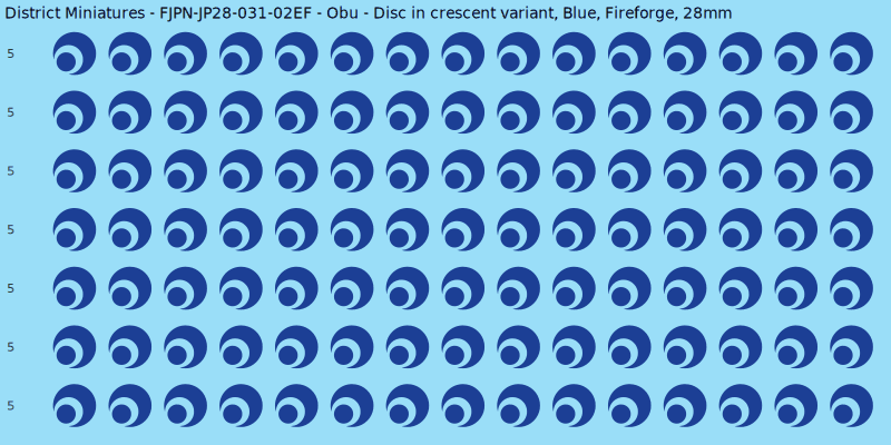 Obu clan mon, Blue waterslide decal sheet, Fireforge banner sizes, 28mm