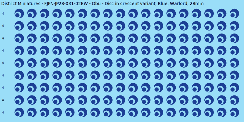 Obu clan mon, Blue waterslide decal sheet, Warlord banner sizes, 28mm