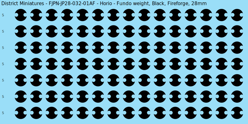 Horio clan mon, Black waterslide decal sheet, Fireforge banner sizes, 28mm