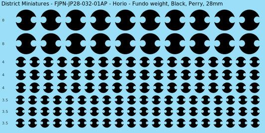 Horio clan mon, Black waterslide decal sheet, Perry banner sizes, 28mm