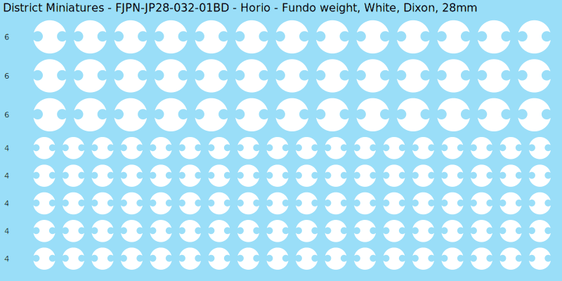 Horio clan mon, White waterslide decal sheet, Dixon banner sizes, 28mm