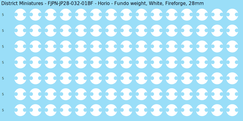 Horio clan mon, White waterslide decal sheet, Fireforge banner sizes, 28mm