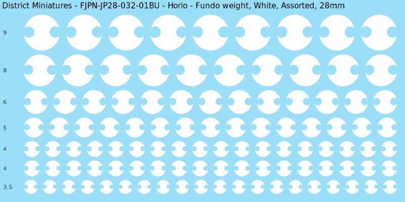 Horio clan mon, Fundo weight, White waterslide decal sheet, 28mm