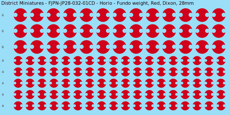 Horio clan mon, Red waterslide decal sheet, Dixon banner sizes, 28mm