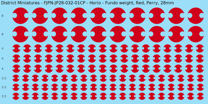 Horio clan mon, Red waterslide decal sheet, Perry banner sizes, 28mm