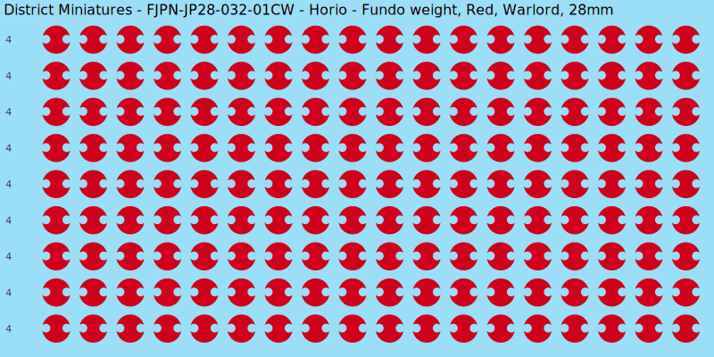 Horio clan mon, Red waterslide decal sheet, Warlord banner sizes, 28mm