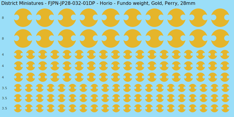 Horio clan mon, Yellow/Gold waterslide decal sheet, Perry banner sizes, 28mm