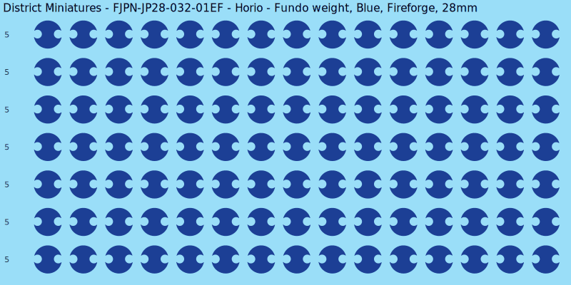 Horio clan mon, Blue waterslide decal sheet, Fireforge banner sizes, 28mm