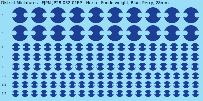Horio clan mon, Blue waterslide decal sheet, Perry banner sizes, 28mm