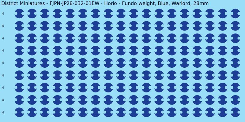 Horio clan mon, Blue waterslide decal sheet, Warlord banner sizes, 28mm