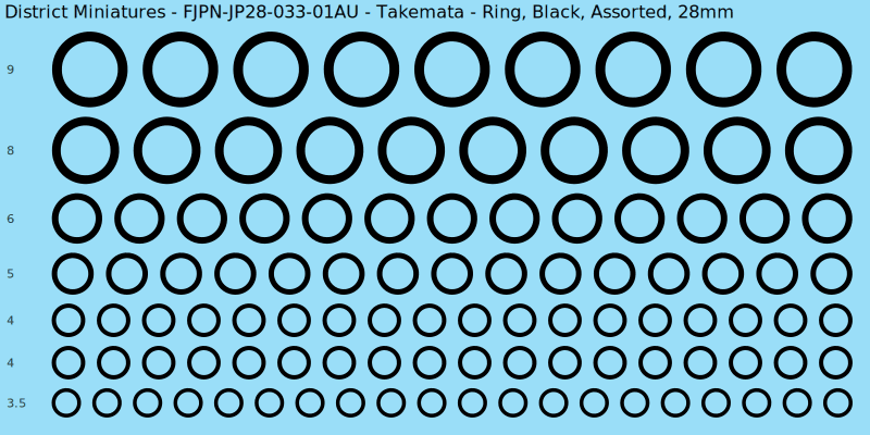 Takemata clan mon, Ring, Black waterslide decal sheet, 28mm