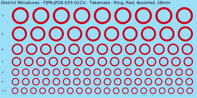 Takemata clan mon, Ring, Red waterslide decal sheet, 28mm