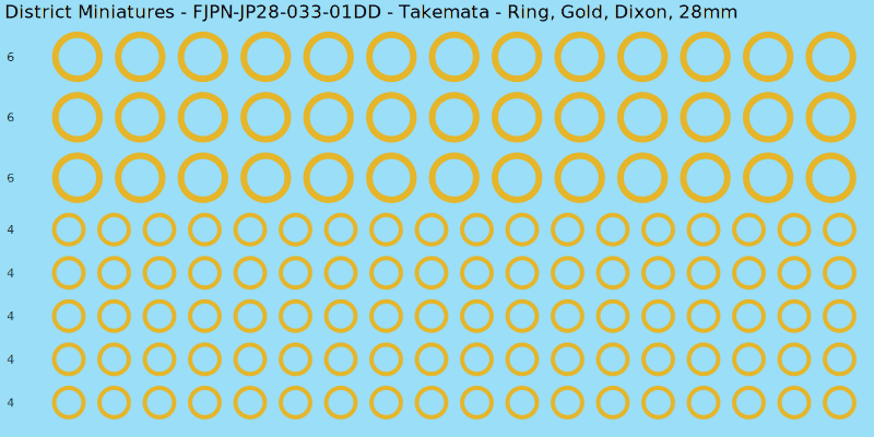 Takemata clan mon, Yellow/Gold waterslide decal sheet, Dixon banner sizes, 28mm