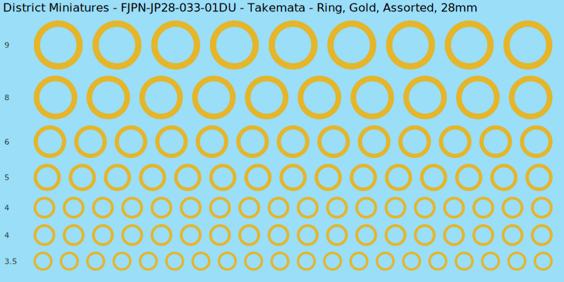Takemata clan mon, Ring, Gold waterslide decal sheet, 28mm