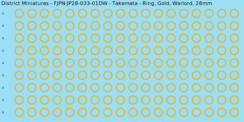 Takemata clan mon, Yellow/Gold waterslide decal sheet, Warlord banner sizes, 28mm