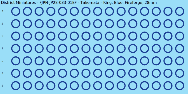 Takemata clan mon, Blue waterslide decal sheet, Fireforge banner sizes, 28mm