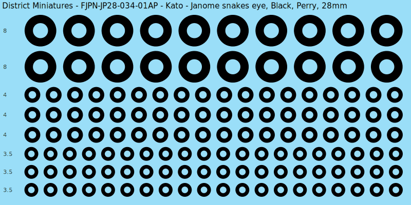 Kato clan mon, Black waterslide decal sheet, Perry banner sizes, 28mm
