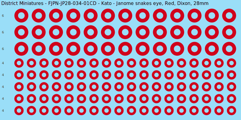 Kato clan mon, Red waterslide decal sheet, Dixon banner sizes, 28mm