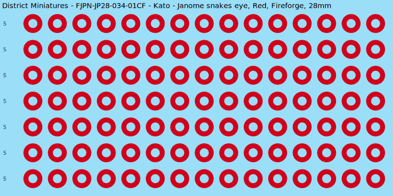 Kato clan mon, Red waterslide decal sheet, Fireforge banner sizes, 28mm