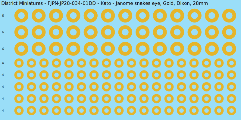 Kato clan mon, Yellow/Gold waterslide decal sheet, Dixon banner sizes, 28mm