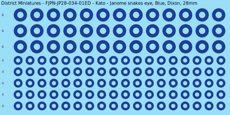 Kato clan mon, Blue waterslide decal sheet, Dixon banner sizes, 28mm