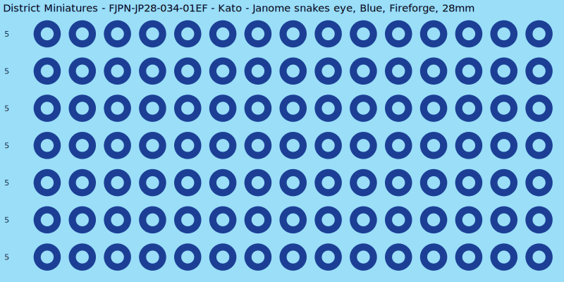 Kato clan mon, Blue waterslide decal sheet, Fireforge banner sizes, 28mm