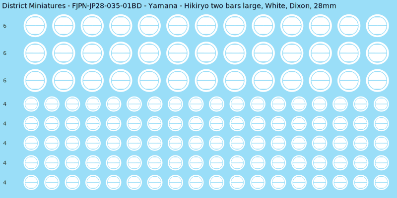 Yamana clan mon, White waterslide decal sheet, Dixon banner sizes, 28mm