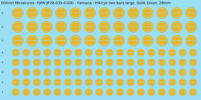Yamana clan mon, Yellow/Gold waterslide decal sheet, Dixon banner sizes, 28mm