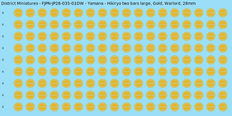 Yamana clan mon, Yellow/Gold waterslide decal sheet, Warlord banner sizes, 28mm