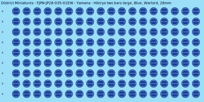 Yamana clan mon, Blue waterslide decal sheet, Warlord banner sizes, 28mm