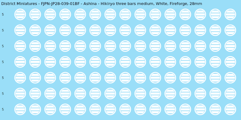Ashina clan mon, White waterslide decal sheet, Fireforge banner sizes, 28mm