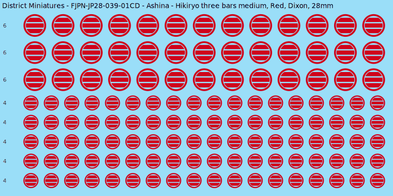 Ashina clan mon, Red waterslide decal sheet, Dixon banner sizes, 28mm
