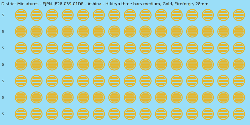 Ashina clan mon, Yellow/Gold waterslide decal sheet, Fireforge banner sizes, 28mm
