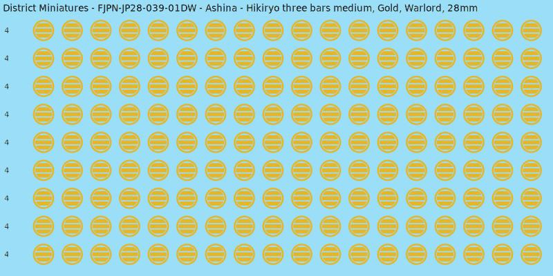 Ashina clan mon, Yellow/Gold waterslide decal sheet, Warlord banner sizes, 28mm