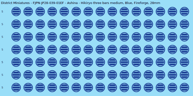 Ashina clan mon, Blue waterslide decal sheet, Fireforge banner sizes, 28mm